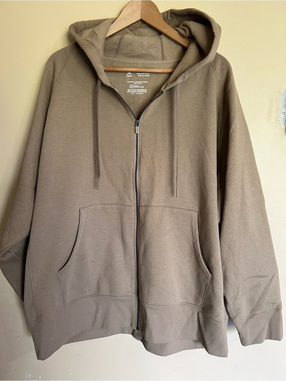 Xersion Super Soft Fleece Full-Zip Hoodie in Taupe Brown